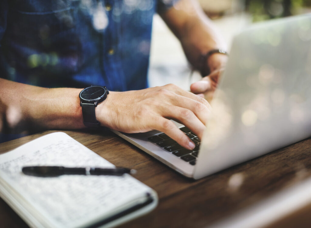 Hands on keyboard using internet